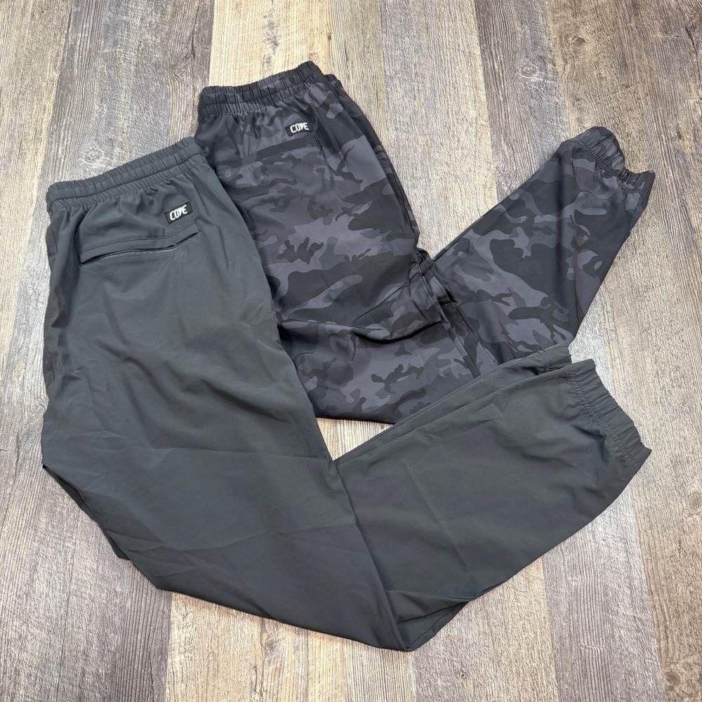 (2) Cove Mens Performance Joggers Size XL Gray / Black Camo Hybrid Gym Pants